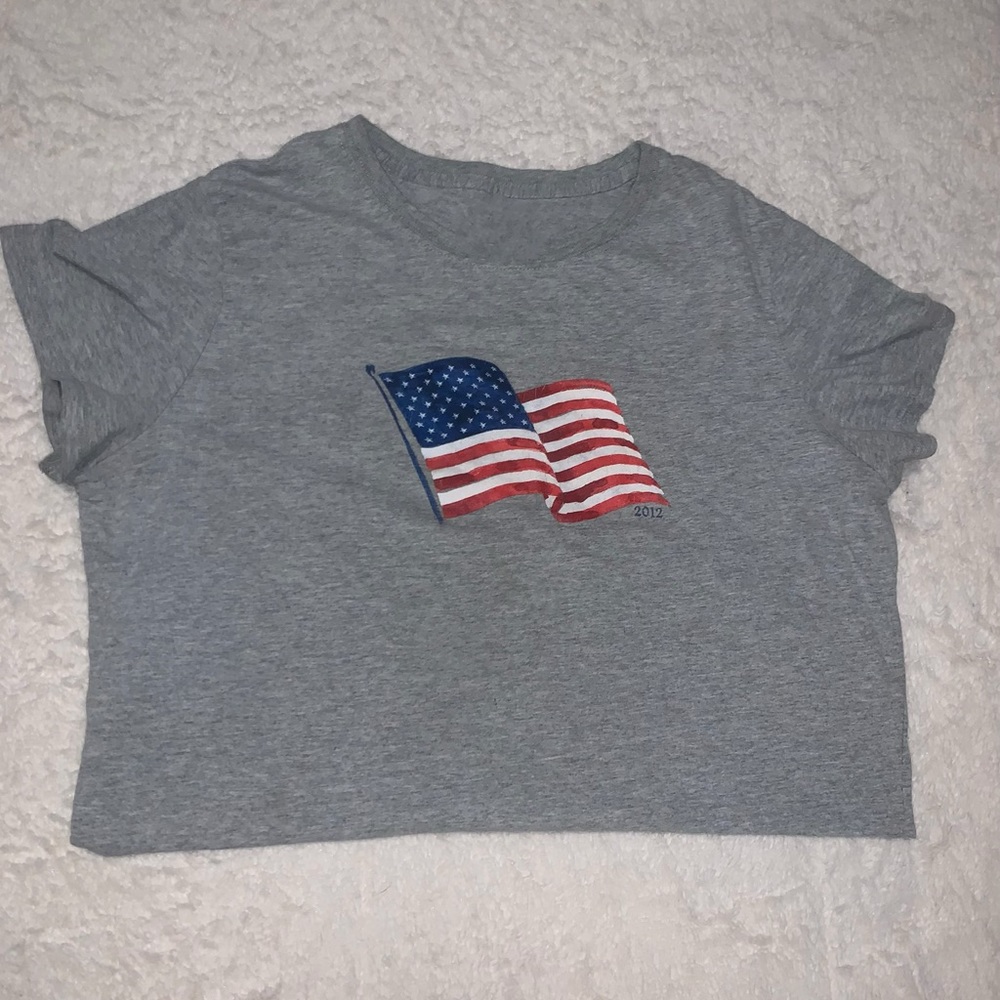 Short sleeve American Flag crop top